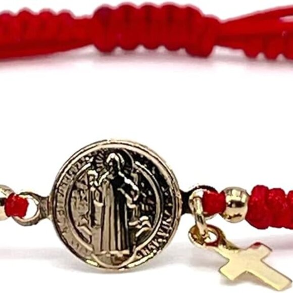 St Benedict Medal Adjustable Red String Bracelet San Benito for Protection - Picture 1 of 6